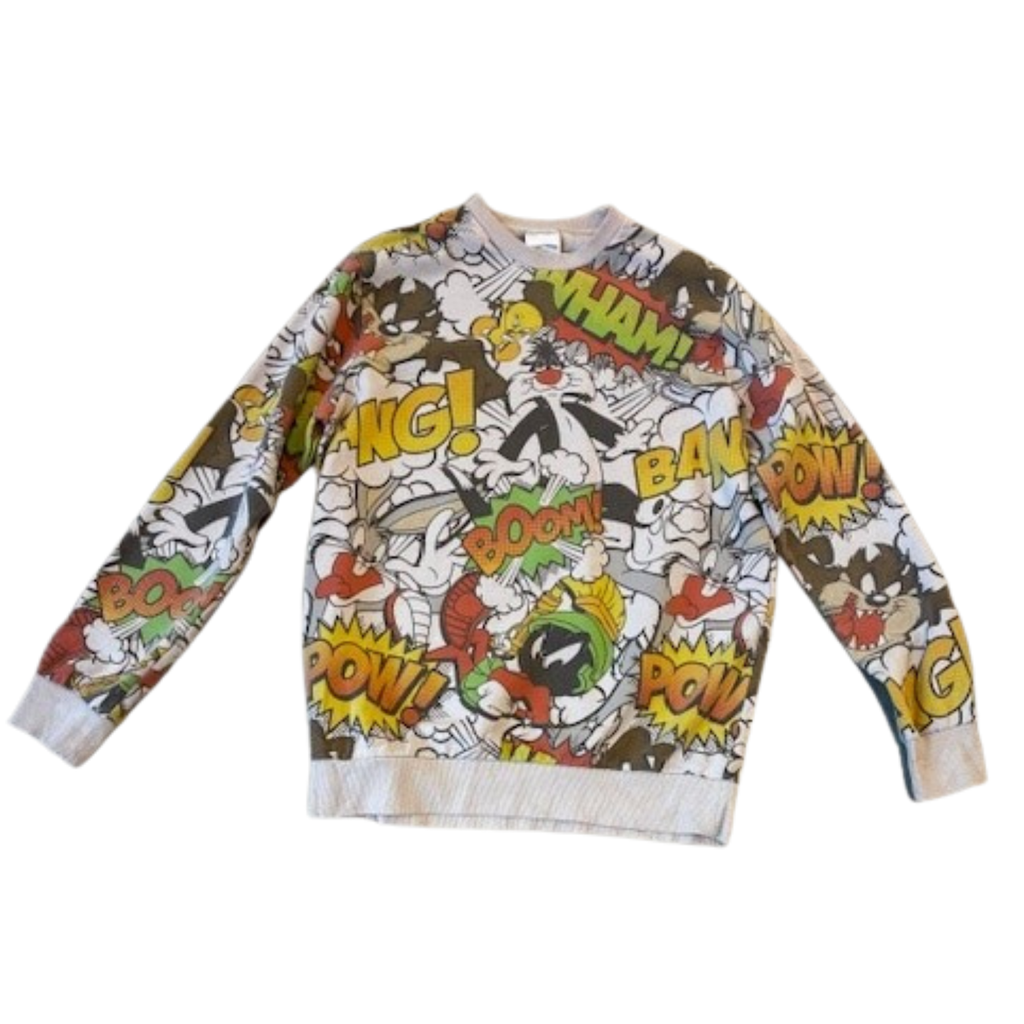 Looney Tunes Characters Vintage Sweatshirt Long Sleeve Graphic Gray