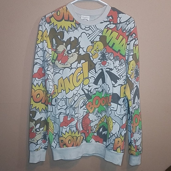 Looney Tunes Characters Vintage Sweatshirt Long Sleeve Graphic Gray